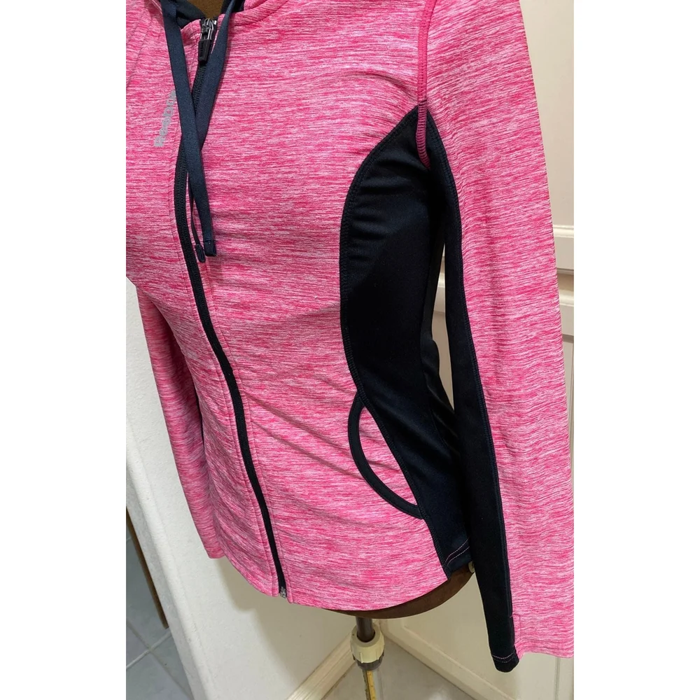 Reebok Active Hooded Jacket Petite XS/S Pink/Black - Picture 3 of 9